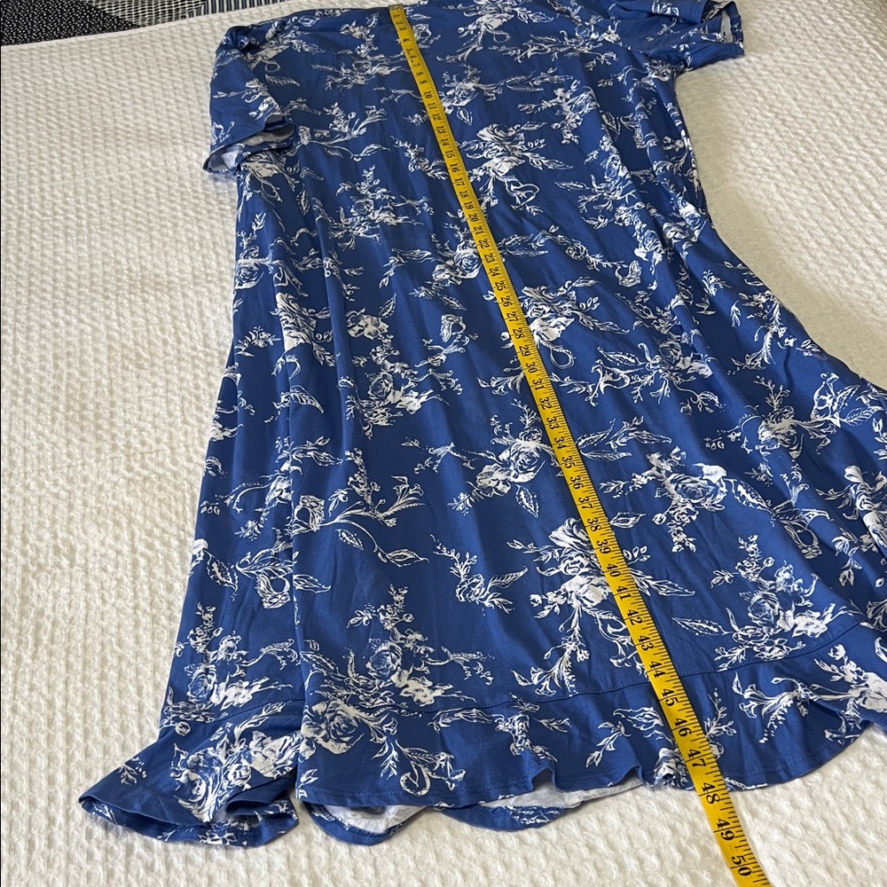 Adonna Blue and White Floral Owl Print Short Sleeve Nightgown Size 3X - Picture 15 of 16